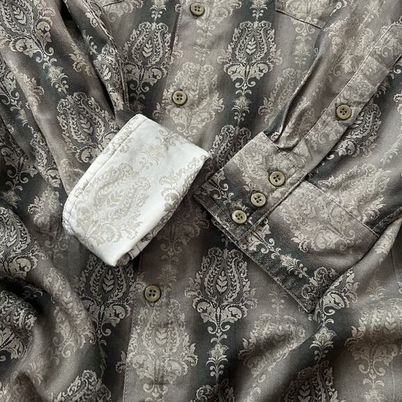 Scully Shirt Mens Large Brown 100% Tencel Long Sleeves Flip Cuff Western Casual - Picture 9 of 9